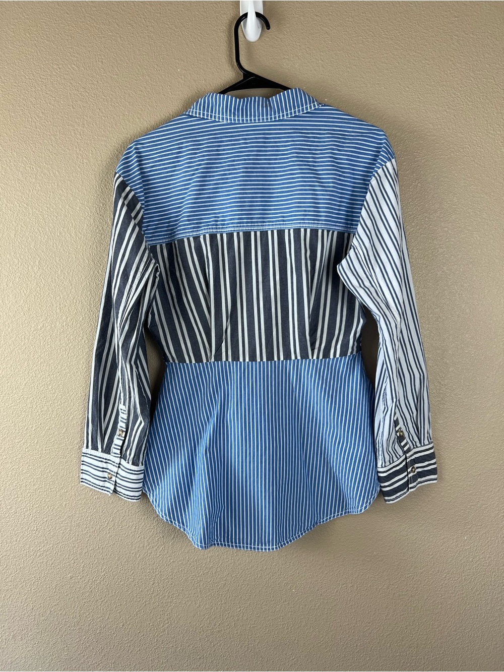Pilcro Reworked Mixed Stripe Buttondown Shirt - Picture 5 of 12